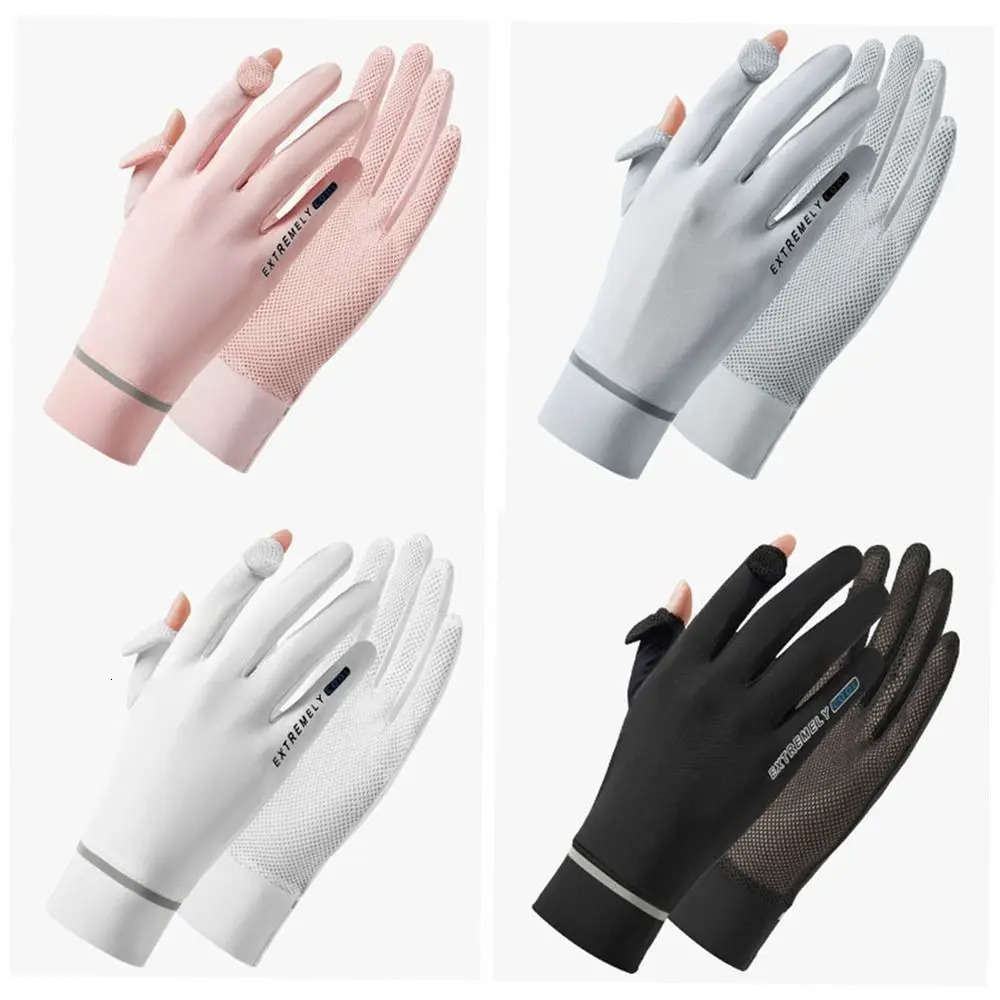 Womens Sunscreen Ice Silk Womens Summer Sunscreen Gloves Fashion Bicycle Driving Gloves Thin UV resistant Gloves 250428