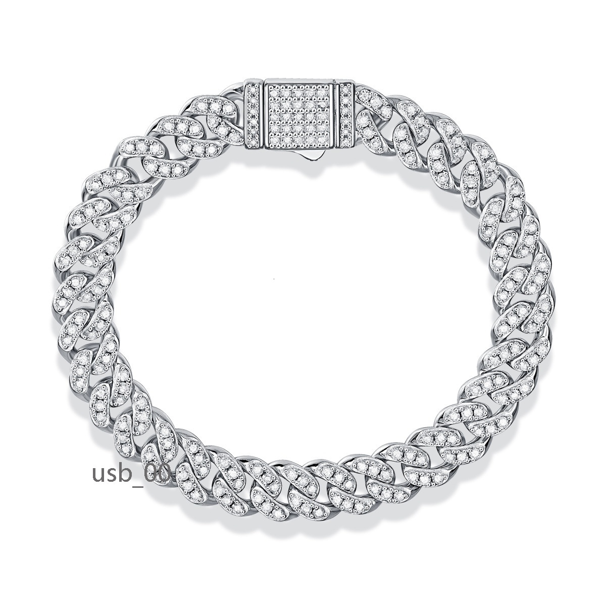 European American Hip-Hop Mens Womens Faith Light S925 Silver Moissanite Bracelet New Cross-Border Hot Sale Classic Cuban