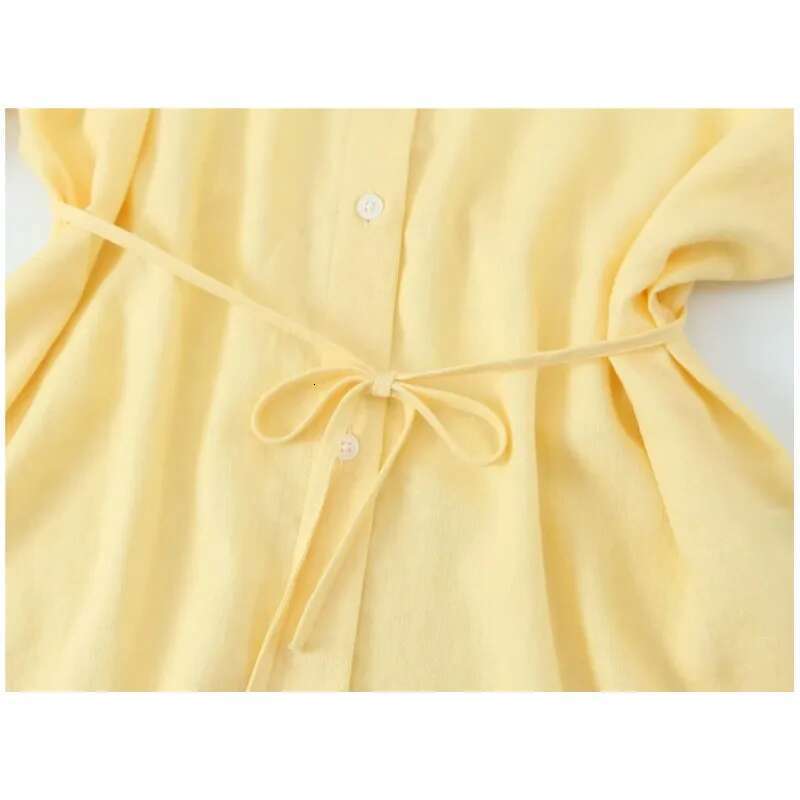 Women Oversize Shirt With Belt Spring Casual Linen Blend Long Sleeve Simple Female Women's Button Shirts & Blouse