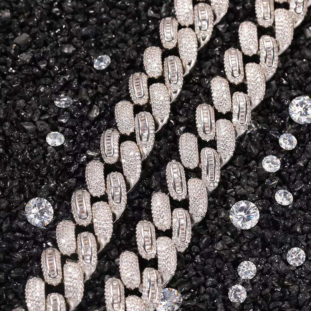 Fashion Ice Cuban Chain Hip Hop 18k Gold Plated Jewelry Solid 14k 18k Gold 15mm Iced Out Diamond Miami Cuban Link Necklace