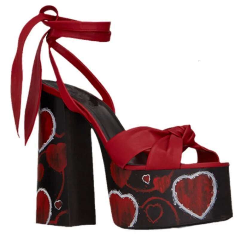 Vintage Leopard Print Platform Sexy Round Open Toe Square Heel Women's Shoes Spring Summer Lace-up Suede Modern Sandals