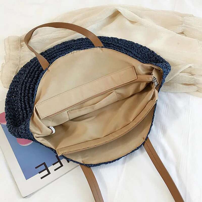 Summer Large Capacity Straw Handbag Handmade Hollow Out Shoulder Bags For Women Big Holiday Beach Bag Portable Totes Pack