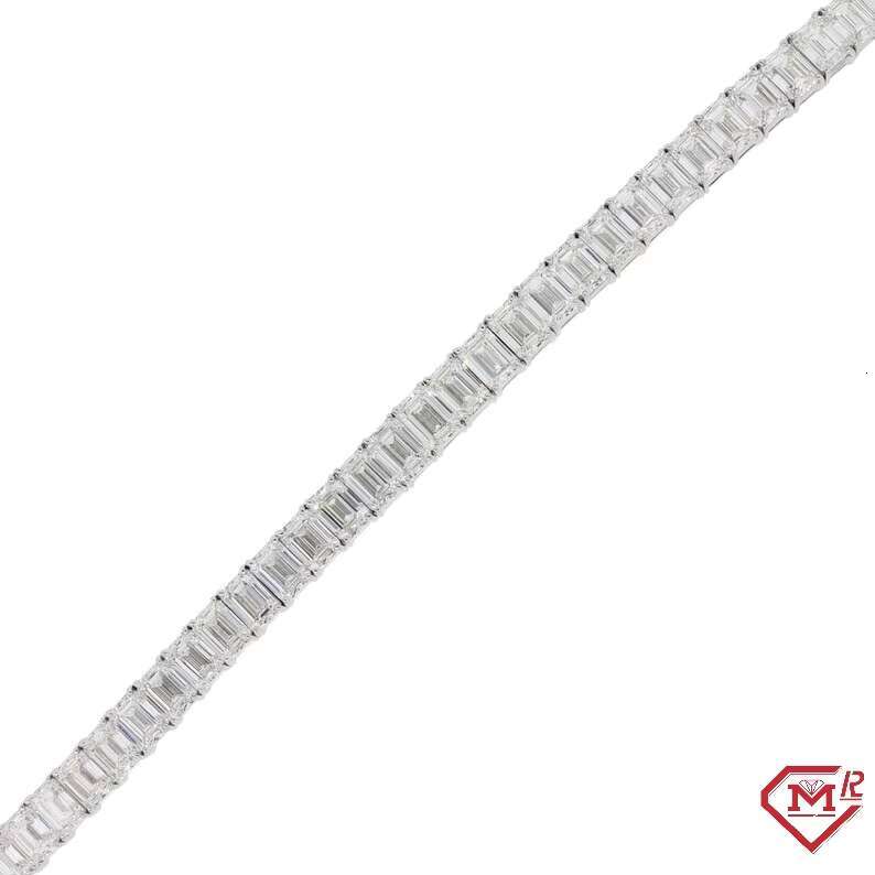 Hip Hop Moissanite Tennis Chain 925 Silver Emerald Cut Luxury Diamond VVS Moissanite Tennis Chain Bracelet