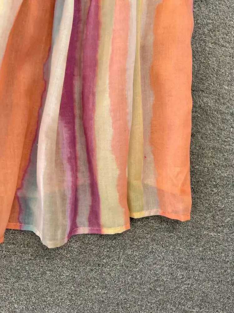 XPPV 2025 Summer New Fashion Strap Tie Dyeing Sleeveless High Waist A-line Swinging Loose Long Dress for Women SM1153 W250430