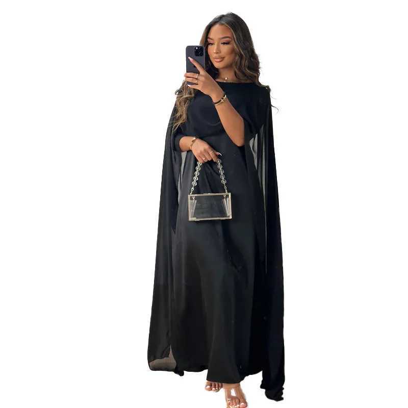 Chiffon Womens Dress Temperature O-neck Long Dress High Waist Party Muslim Dress Dubai Abayas Evening Dress Vistildos W250430