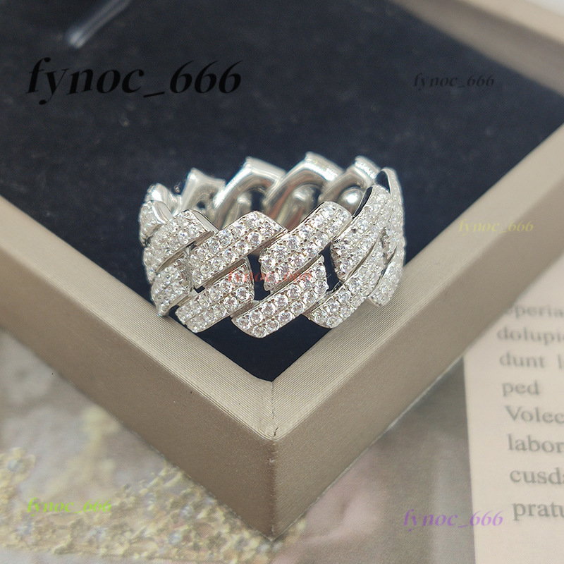 Wholesale Price Moissanite Jewelry Cross 925 Silver Iced Out 2row Diamond Cuban Rings Moissanite Hip Hop Ring