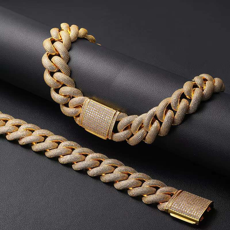 Hip Hop Jewelry 25mm Luxury 14k 18k Gold Plated Brass CZ Zircon Diamond Heavy Iced Out Miami Cuban Link Chain Necklace for Men