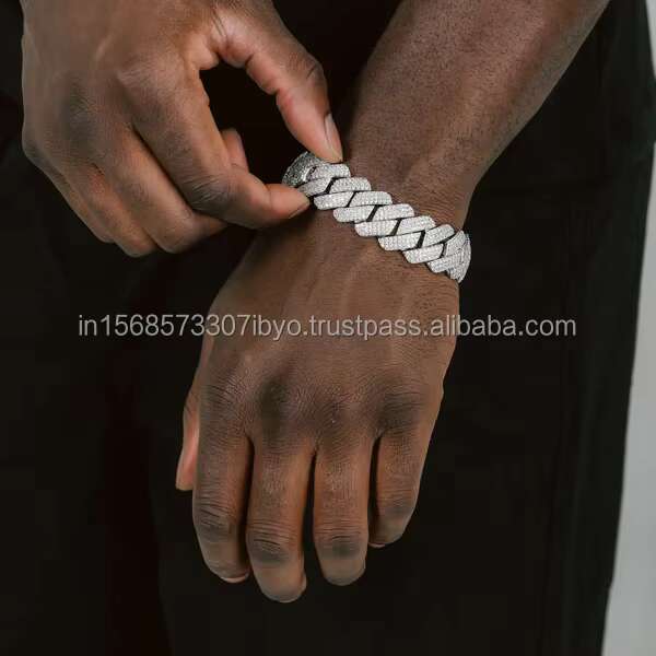 14mm High Quality Customize Sterling Silver Vvs Moissanite Round and Baguette Diamond Iced Out Hip Hop Bling Cuban Link Bracelet