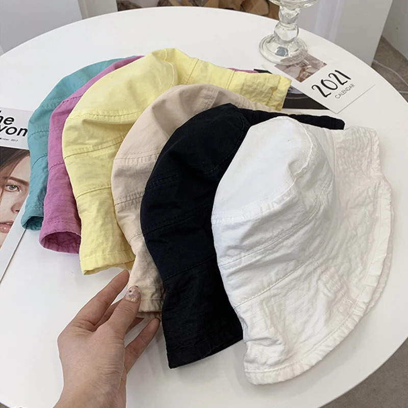 Solid color womens fisherman hat ultra-thin folding wide conical bucket hat suitable for girls and women outdoors UV protection sun hat 250430