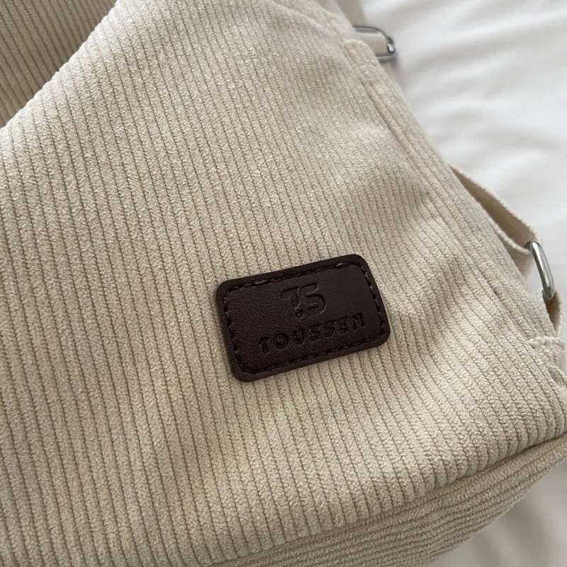 Women Corduroy Shoulder Bag Cute Handbag Big Tote Large Capacity Female Soft Thick Stripe Cloth Purse College Girl Backpacks Bag