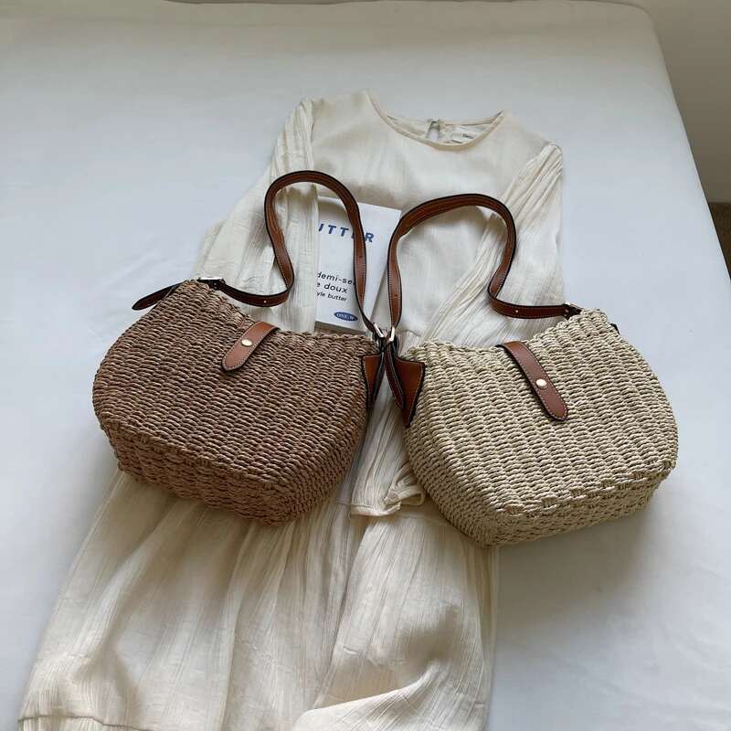 LEFTSIDE Small Straw Tote For Women Summer Y K Ladies Shoulder Bag Females Beach Crossbody Bags Handbags And Purses Bag