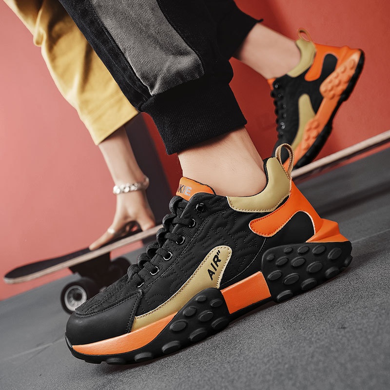 2025 free shipping men running shoes designer shoes beige thick soled anti slip sports shoes orange color sizes 39-44