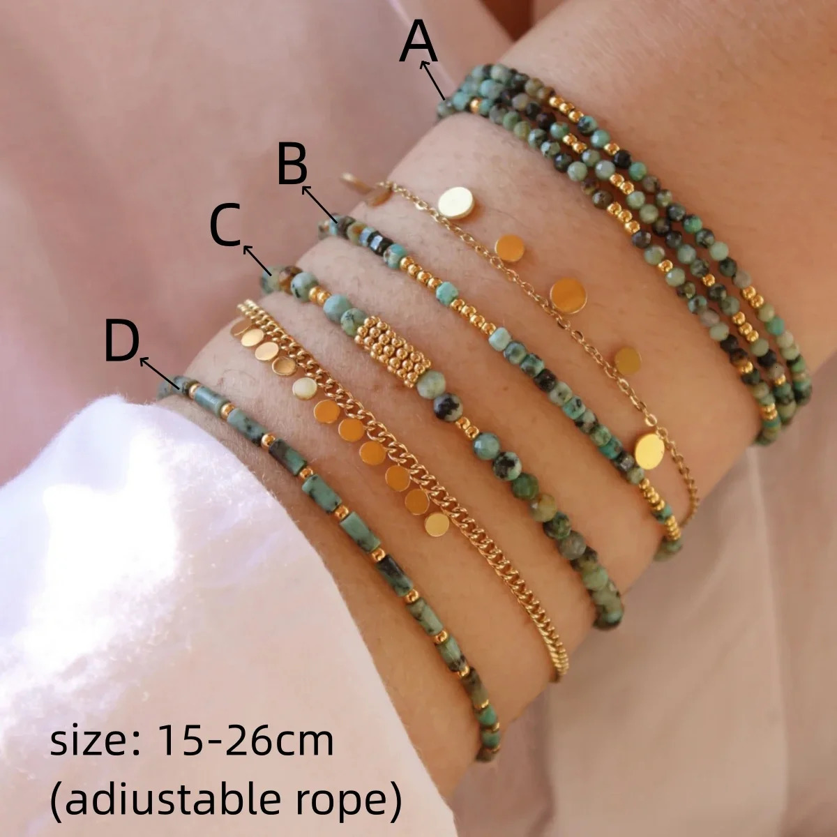 CCGOOD Natural Turquoise Bracelet Suitable for Women Boho Adjustable Jewelry Bracelet Suitable for Her Pulsars 3mm 4mm Handmade Jewelry 250428