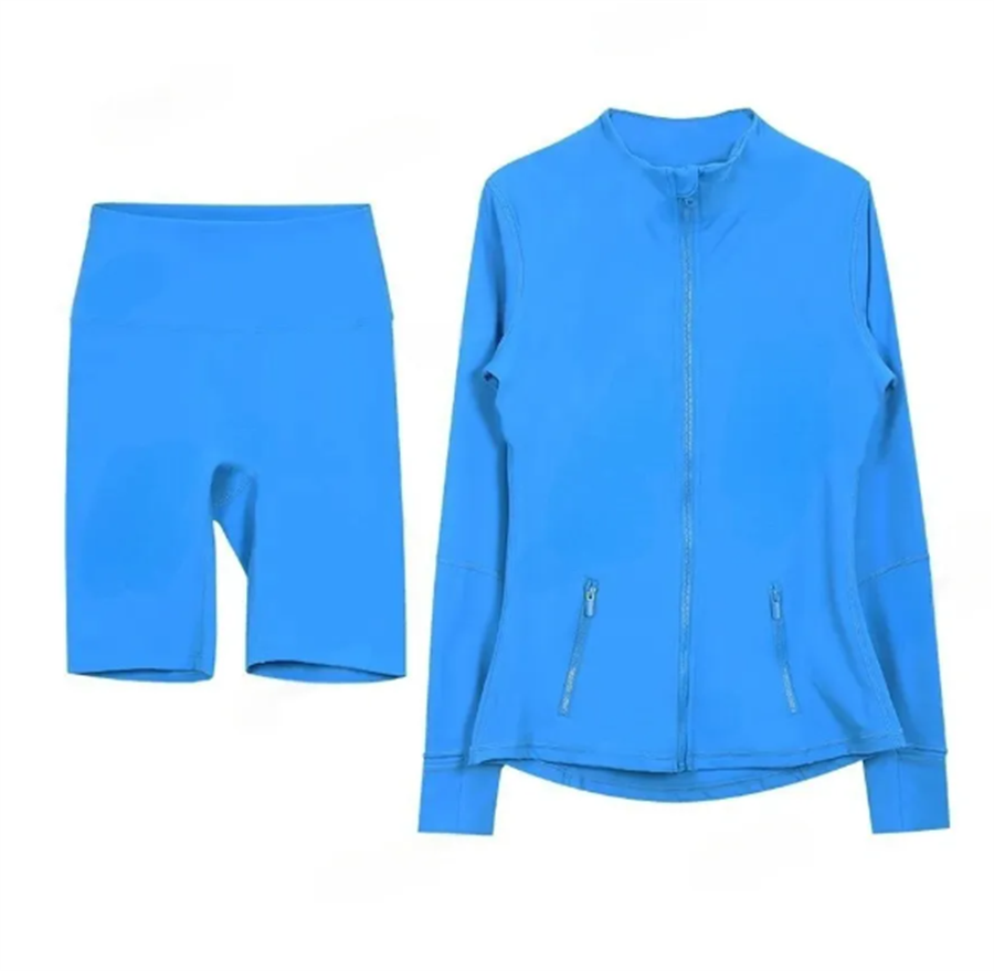 2pcs Womens Designer Yoga Set Gym Workout Clothes Leggings and Zip Up Jacket Activewear Sports Coat Quick Dry Fitness Outfit Running Training Set