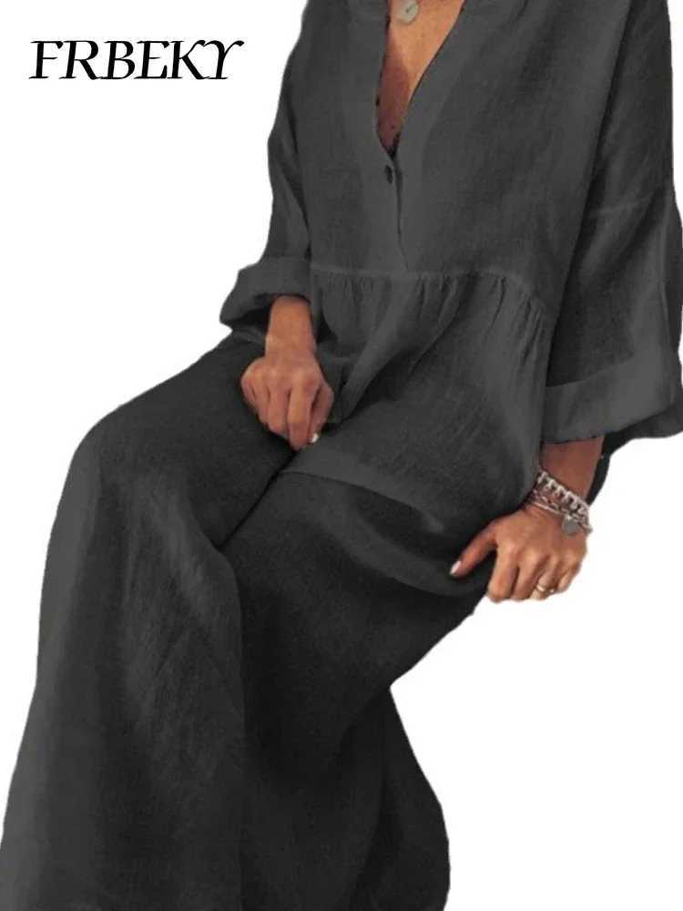 Womens summer outfit new V-neck big swing dress for women 2024 casual commuting office ladies Vestidos W250430