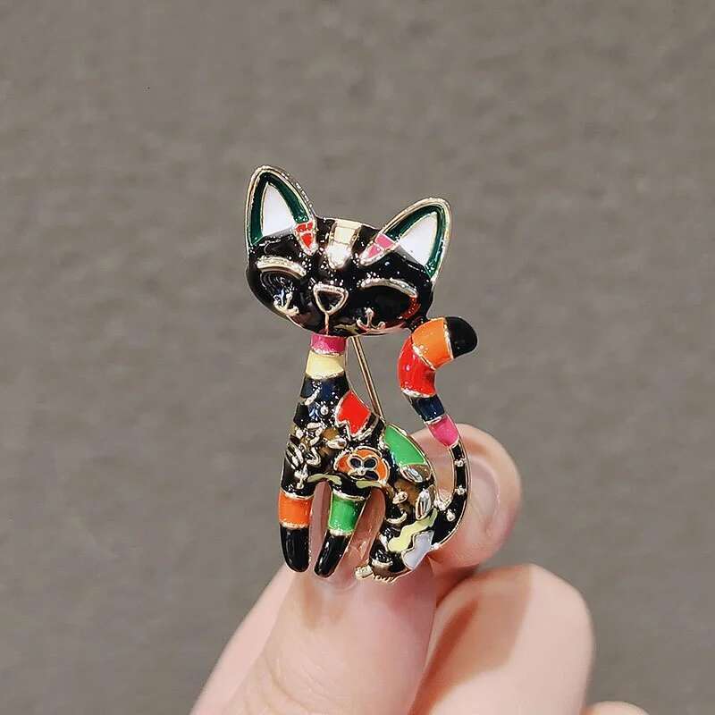 Cute Kitten Oil Painting Brooch, Girl Student Collar, Enamel Buckle, Clothing, Backpack, Pin, Metal Cat Animal Accessories