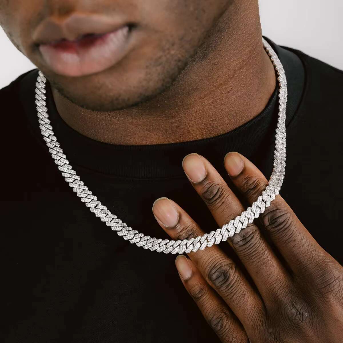 14mm Moissanite Diamond Luxury Cuban Link Chain for Silver Fashionable cuban link chain