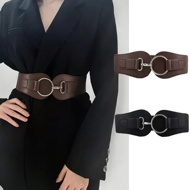 ladies wide belt elastic vintage buckle leather wide fashion wild pin buckle womens belt waist seal belt 250430