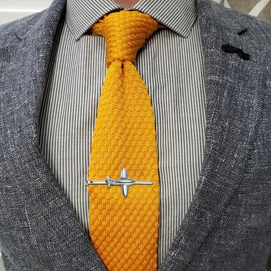 HAWSON fashion airplane tie clip for men mens imitation rhodium-plated funny tie clip tie rod mens wedding gift 250430