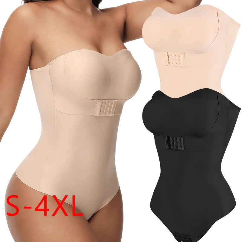 Womens sexy shape bra lifting thong S4XL bodysuit for weight loss waist invisible front closure detachable shoulder strap 250430