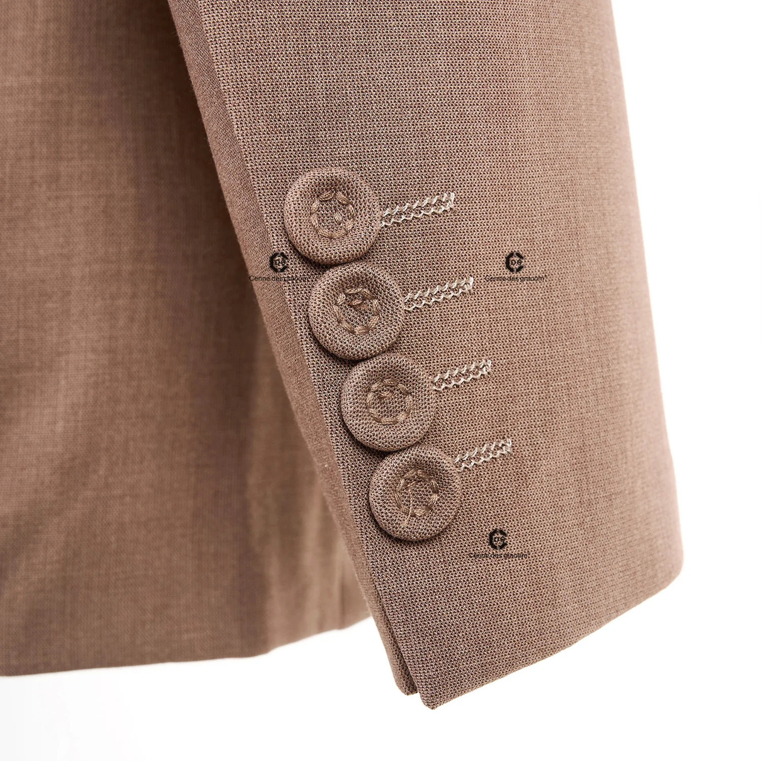 Cenne Des Graoom Elegant Brown Double Chest Mens Handmade Sewing Button Set High Quality Wedding Party 250428