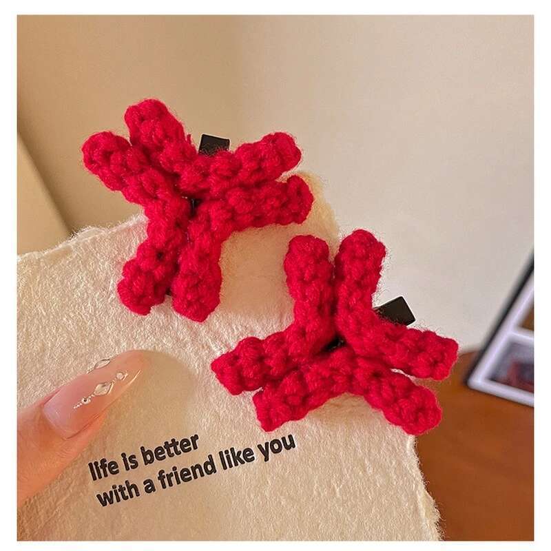 Break Two-Dimensional Angry Creative Funny Hairpin Handmade Crocheted Wool Hair Accessory Cute Side Bangs Clip