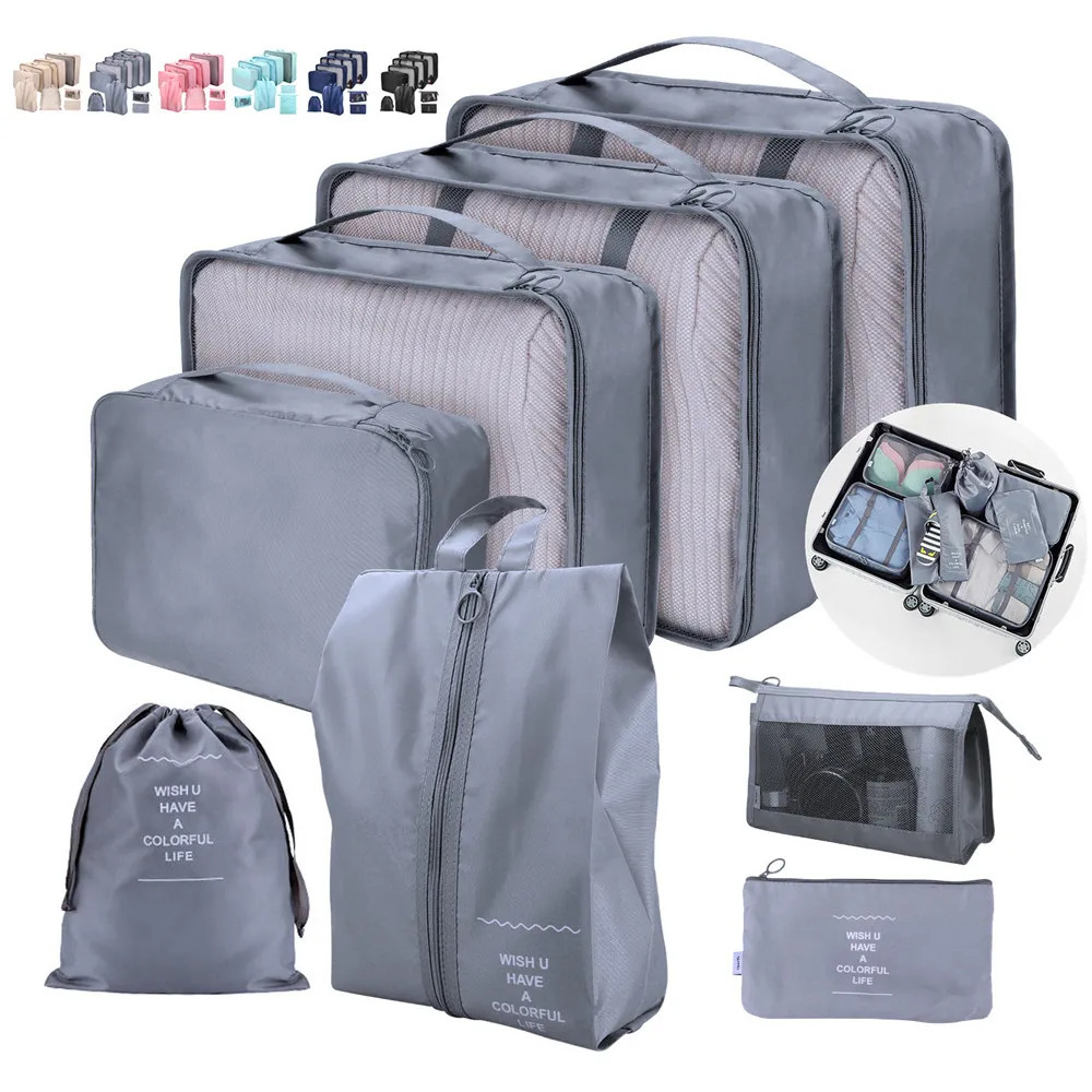 8/7/6-piece travel organizer storage bag luggage packaging set portable luggage organizer clothing shoe bag 250430