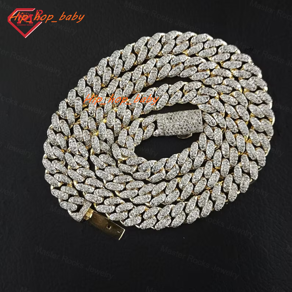 Hiphop Custom Moissanite Cuban Chain14mm Miami Jewelry Pass Diamond Tester 925 Silver Cuban Link Chain