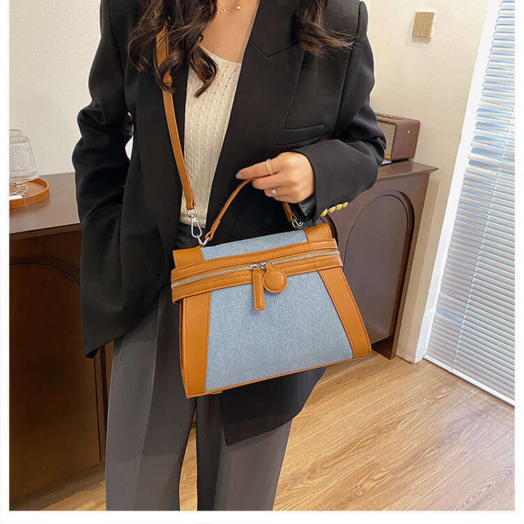 Advanced texture fashionable contrasting color shoulder for women new casual large capacity convenient hand-held diagonal cross bag