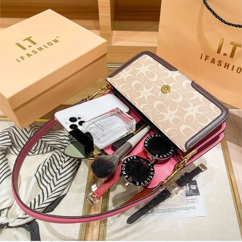 Women's 2025 New Retro Small Square Bag High End Light Print Contrast Color Minimalist Fashion One Shoulder Crossbody