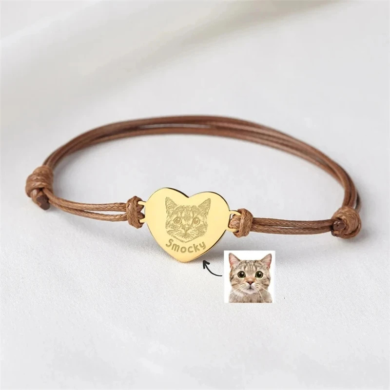Custom Pet Portrait Bracelets For Women Personalized Dog Po Stainless Steel Adjustable Pet Owner Lover Bracelet Jewelry Gift 250430