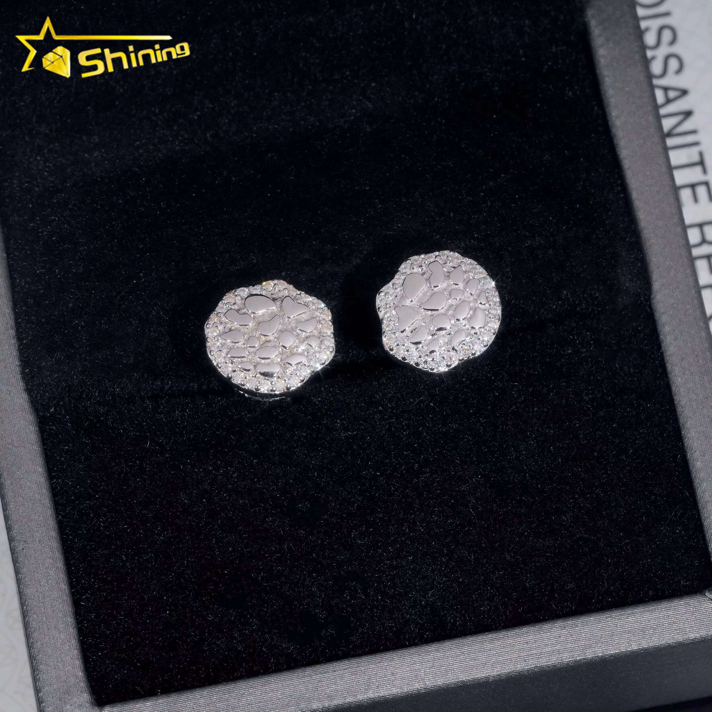 Best Selling Fine Jewelry Men Diamond Hip Hop Earrings Sterling Silver 925 Iced Out VVS Moissanite Stud Earrings