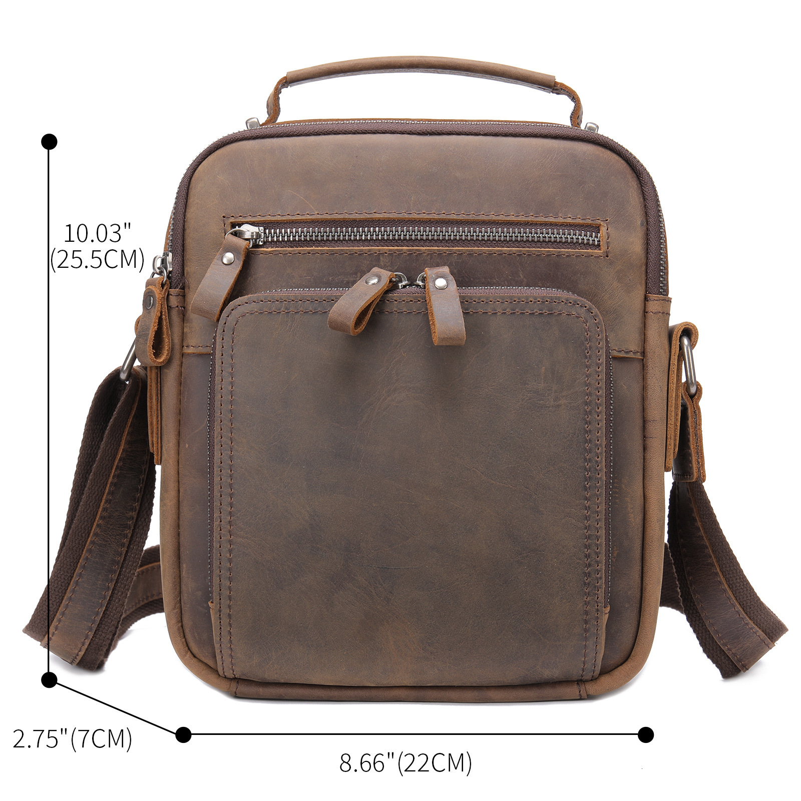 Malinte genuine Mad Horse leather bag, multifunctional cowhide iPad shoulder bag
