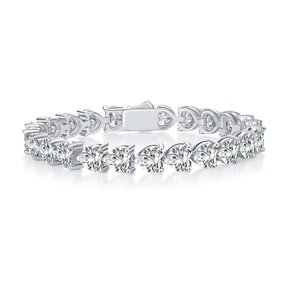 Elegant 1 Ct Heart Lab Moissanite Tennis Bracelet 18K Gold Plated 925 Sterling Silver Tennis Chain for Men and Women Party