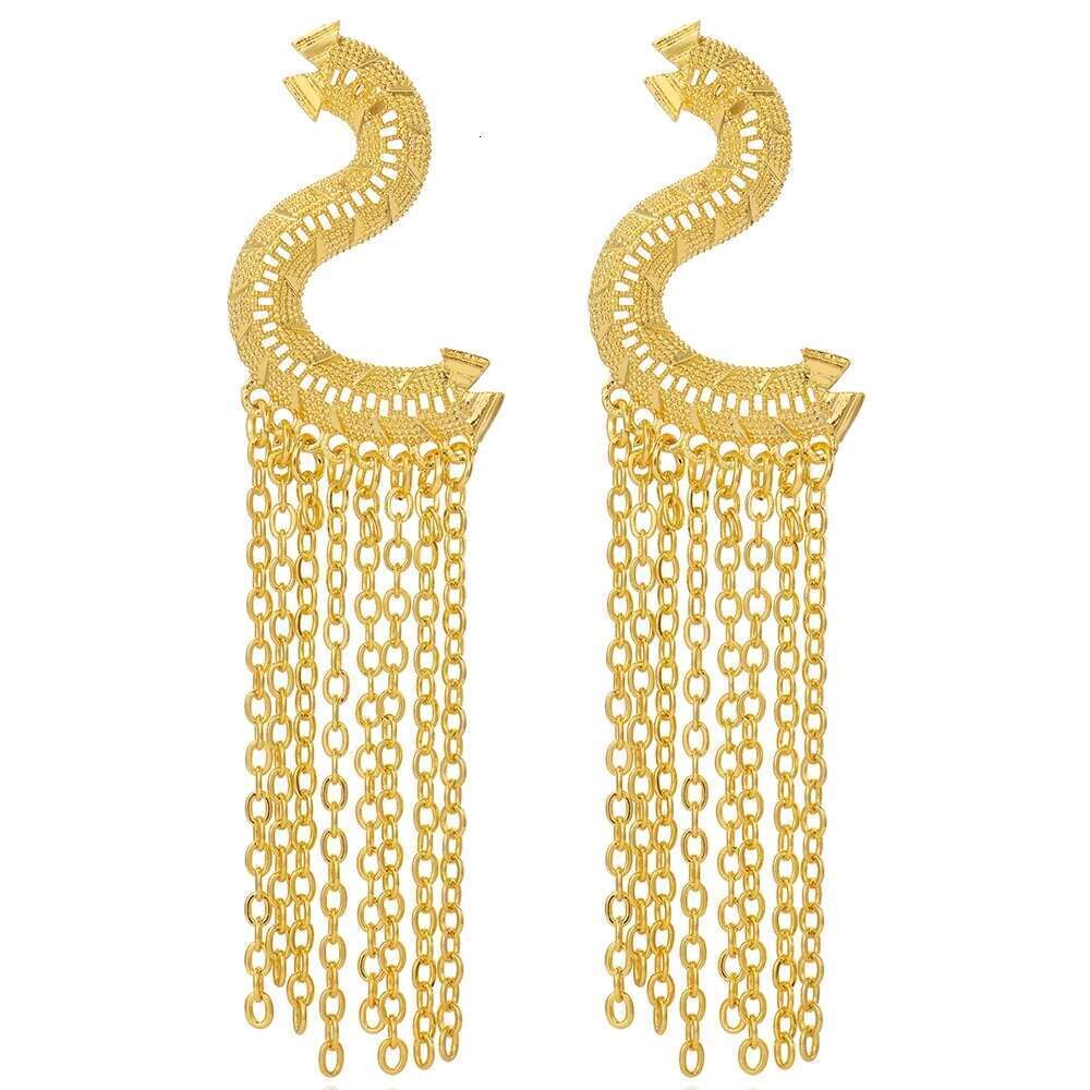 New Fashion Trendy Gold Color Alloy Chain Tassel Long Dangle Earrings For Women Party Jewelry Accessories
