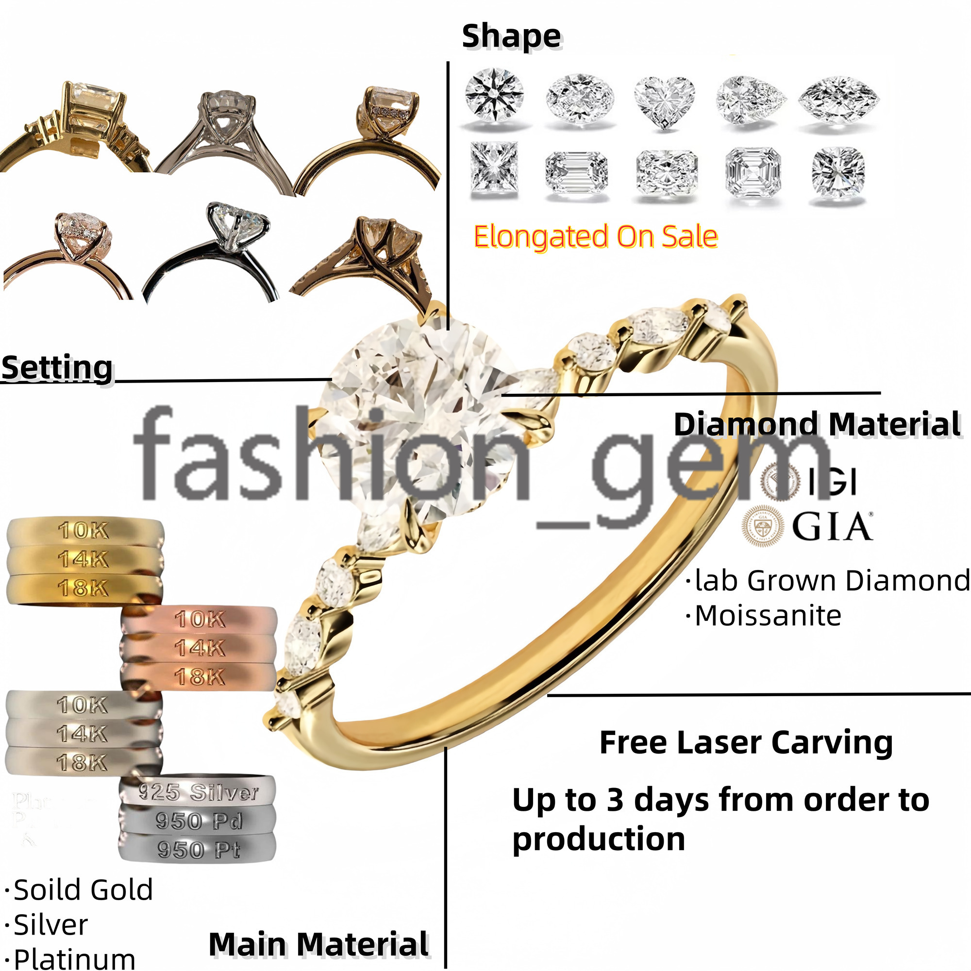 Wholesale IGI GIA Certified HPHT CVD VVS1 Lab Grown Oval Cut Diamond 3CT 5CT 14K 18K Solid Gold Jewelry Engagement Ring Women