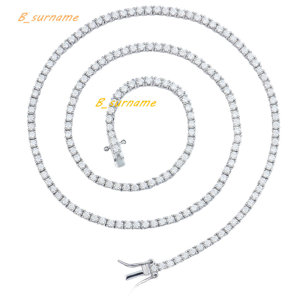 Wholesale 2mm S925 Iced Out Tennis Link Chain Hip Hop Style Fine Necklaces and Bracelets with Moissanite