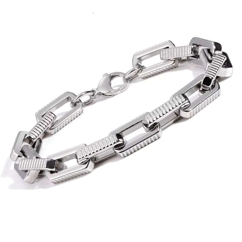 New Mens Classic DIY Hip Hop Geometric Gold Plated Cuban Stainless Steel Chain Bracelet Bamboo Joint Fashion Link Bracelets