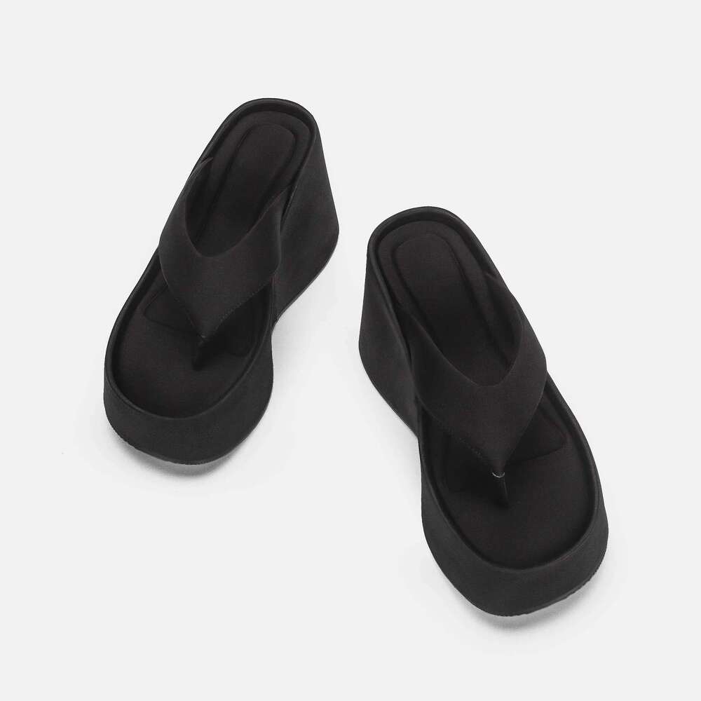 Fashion Toe Clip Slippers Outdoor Slip-on Women's Sandals Wedge Heels Women Platform Party Height Increasing Shoes
