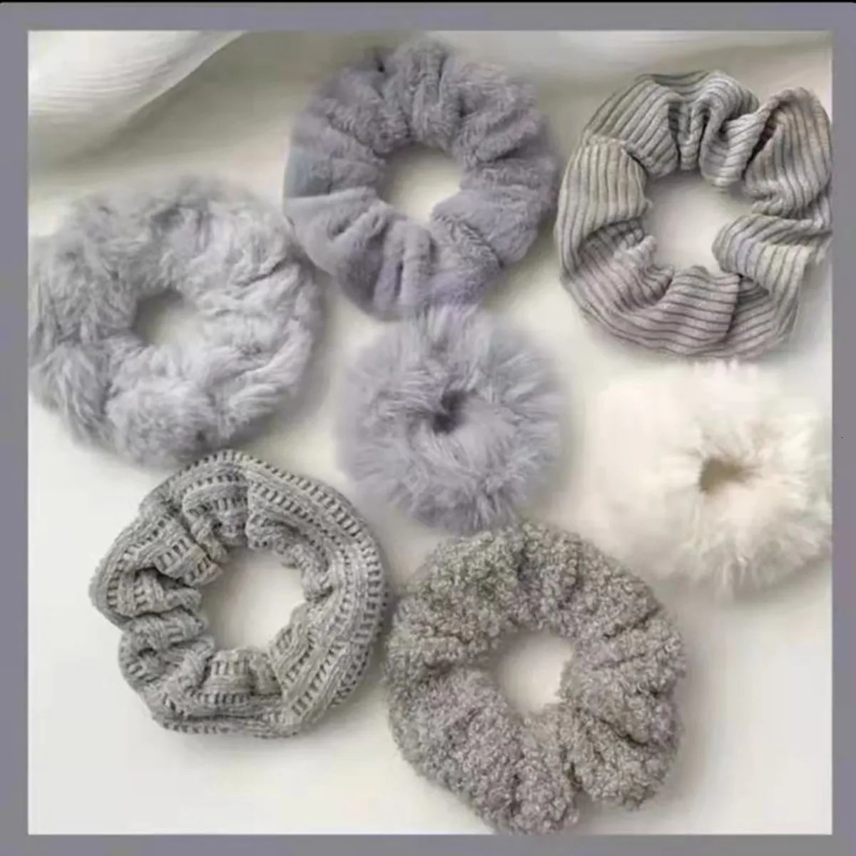 7-piece/set womens hair clip set with plush solid color headband suitable for girls ponytail holder rubber headband hair clip accessories 250430