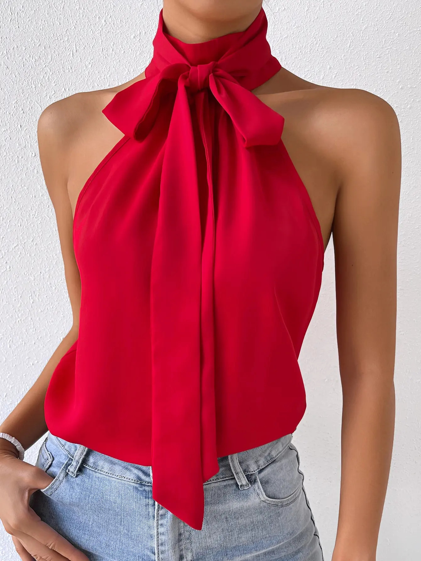 Fashionable and elegant womens shirt sleeveless sexy shoulder 250422