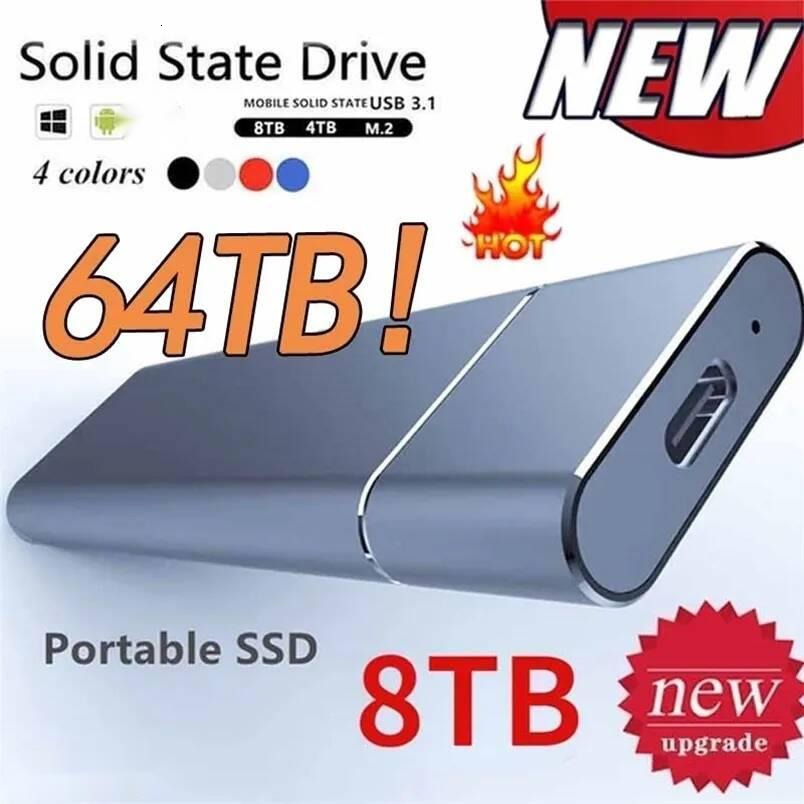 Hard Drives Portable High-speed External 1TB 2TB 64TB SSD Removable Storage Device USB3.1 for Notebook Microcomputers 221105