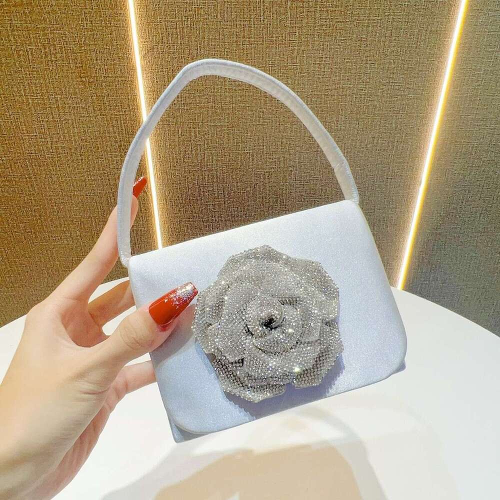 Dinner Bag French Banquet Silk Satin Small Square With High Quality Flower Mini Lipstick Change Key Handheld Crossbody Bag KQ