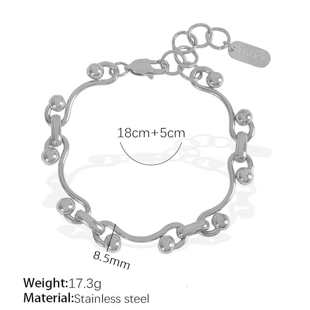 Fashionable Bracelet Necklace Set With Gold-Plated Titanium Steel Exaggerated Design, Versatile For Men And Women's Bracelets