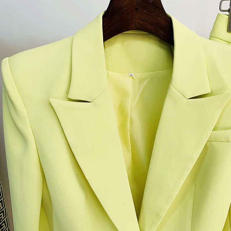 High Street est SS ner Runway Set Womens Single Button Ultra Thin Fit Jacket Flame Pants Two Piece 250530