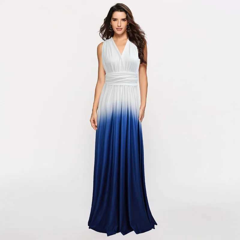 Summer fashion wear more legal wear cross backless sexy belt graduation ceremony color changing long skirt sexy dress W250430