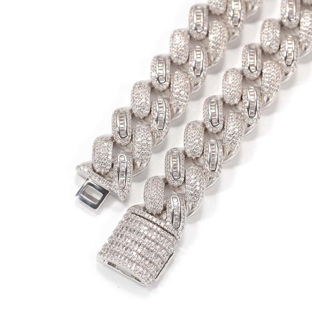 Fashion Ice Cuban Chain Hip Hop 18k Gold Plated Jewelry Solid 14k 18k Gold 15mm Iced Out Diamond Miami Cuban Link Necklace