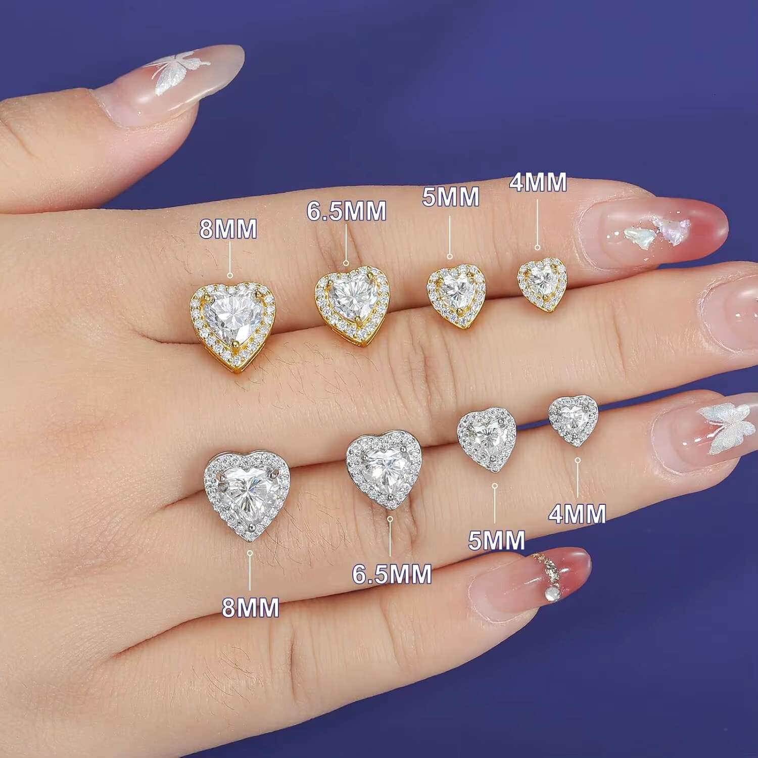 Bling Valentines Jewelry Gift Femme 925 Sterling SIlver Heart Cut VVS Moissanite Diamond Cluster Halo Stud Earrings for Women