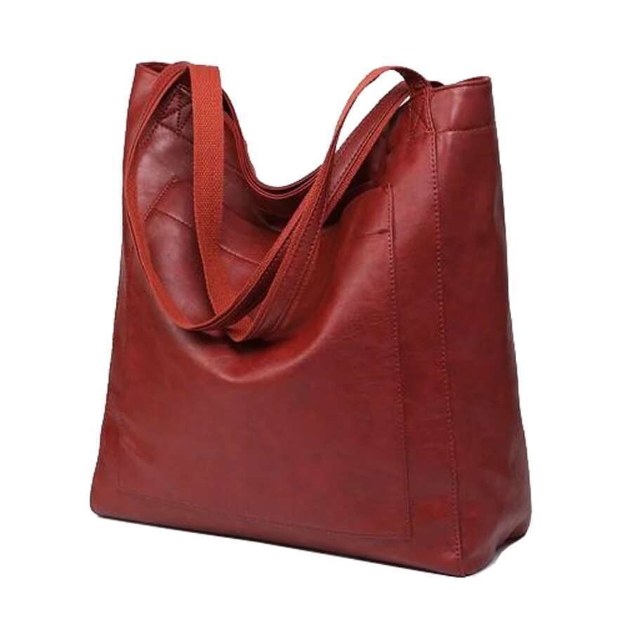 Large Capacity Leisure Shopping Soft Handbag, Women's Shoulder Bag, Retro Oil Wax Leather Tote Bag