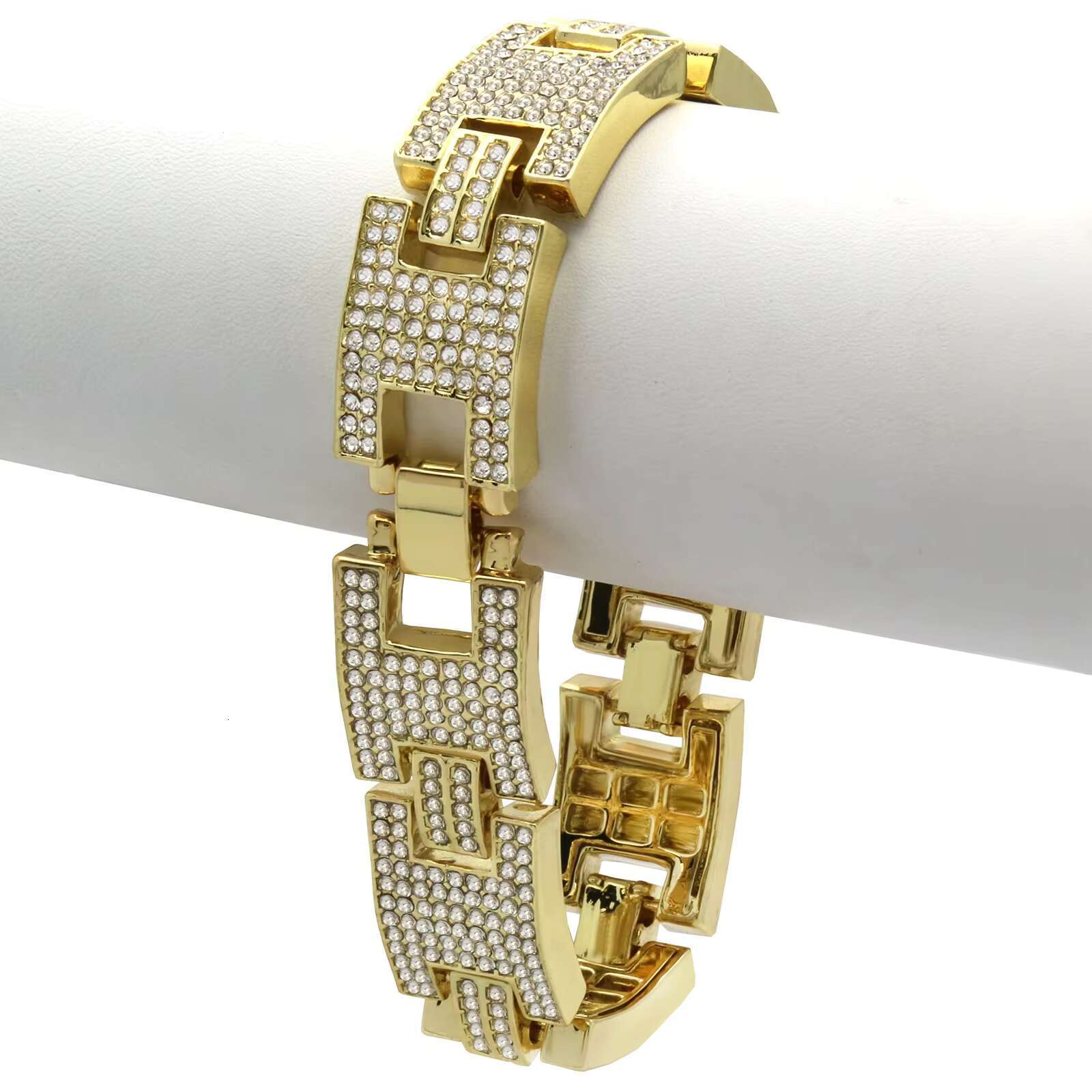 16 MM Iced Out Hip Hop Certified Gold Cuban Chain Link Real Diamond Bracelet Jewelry Gift for Your Husband